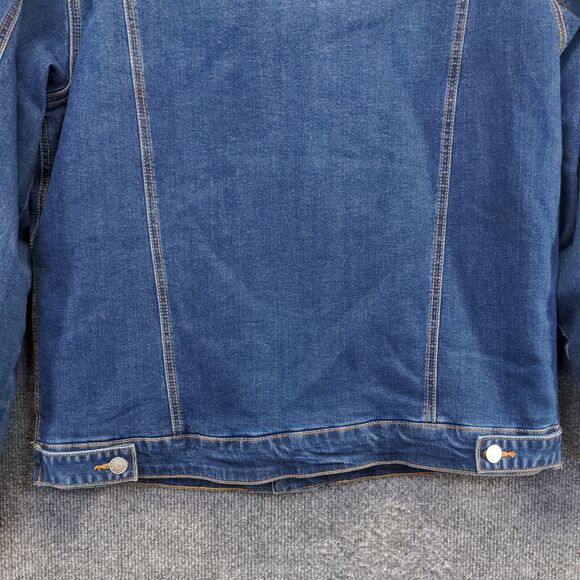 Slate & Stone Men's Denim Trucker Jacket Medium Long Sleeve Blue Flap Pockets - Picture 7 of 12